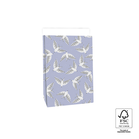 P44.072.017 Block Bottom Bags - Birds Misty Blue