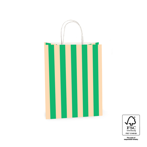 P46.002.021 Carrier Bags - Stripe Green/Peach