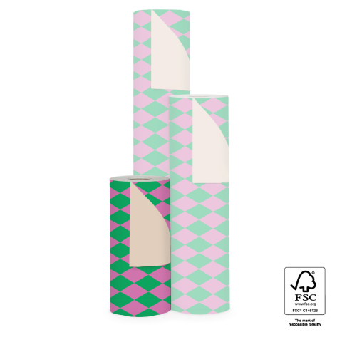 P15.219.030 Inpakpapier - Harlequin Green/Pink - Nude