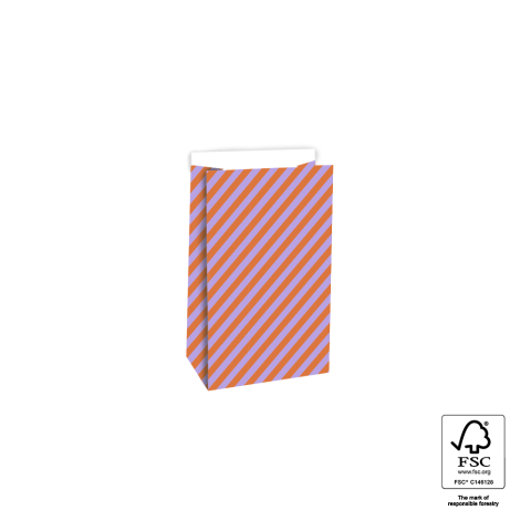 P44.067.012 Blokbodemzakken - Stripes Orange/Lilac - 12 x 7 x 19 cm