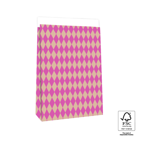 P44.068.027 Blokbodemzakken - Harlequin Pink/Nude - 27 x 15 x 34 cm